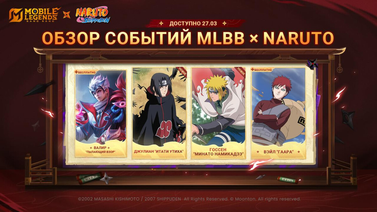 События на скины MLBB x Naruto