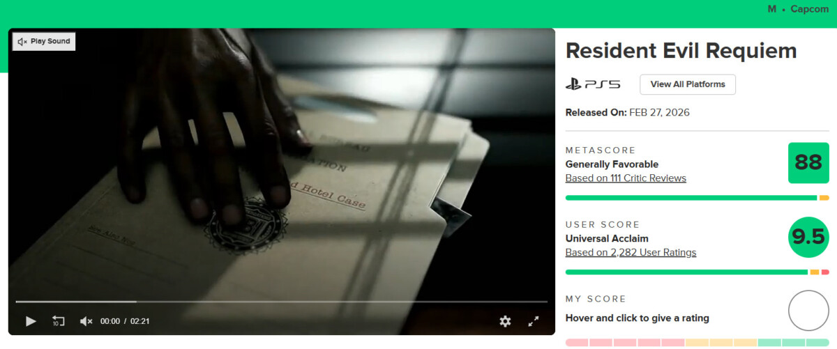 Resident Evil Requiem на Metacritic