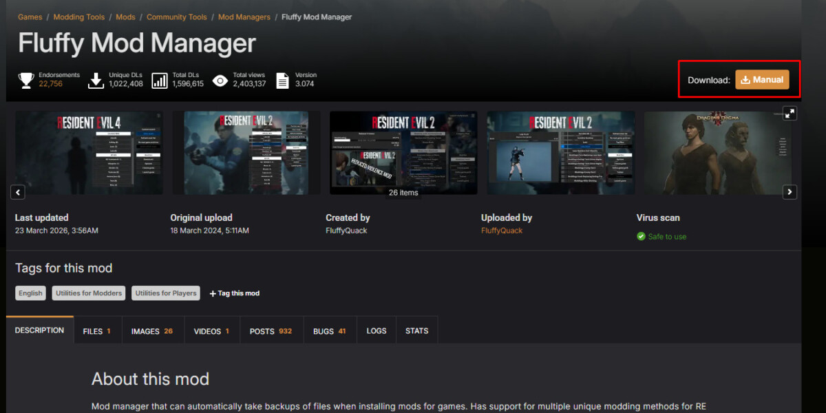 Resident Evil Requiem Fluffy Mod Manager скачать