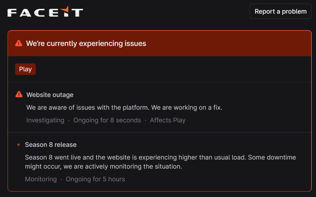 сбой FACEIT