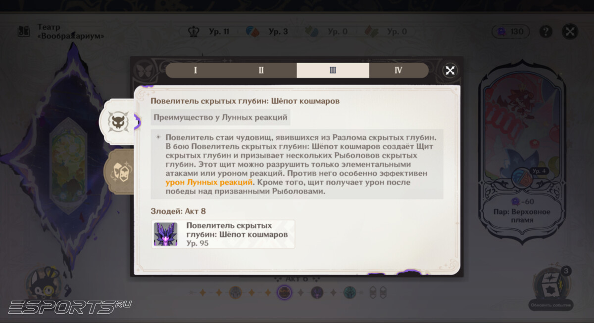 Боссы 23 сезона Театра Воображариум в Genshin Impact