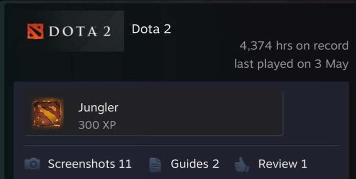 Скриншот Steam-аккаунта Кима Катагири с более чем 4300 часами в Dota 2