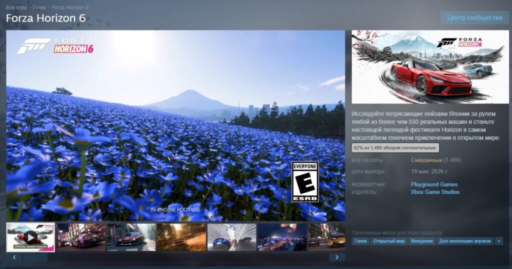 Страница Forza Horizon 6 в Steam