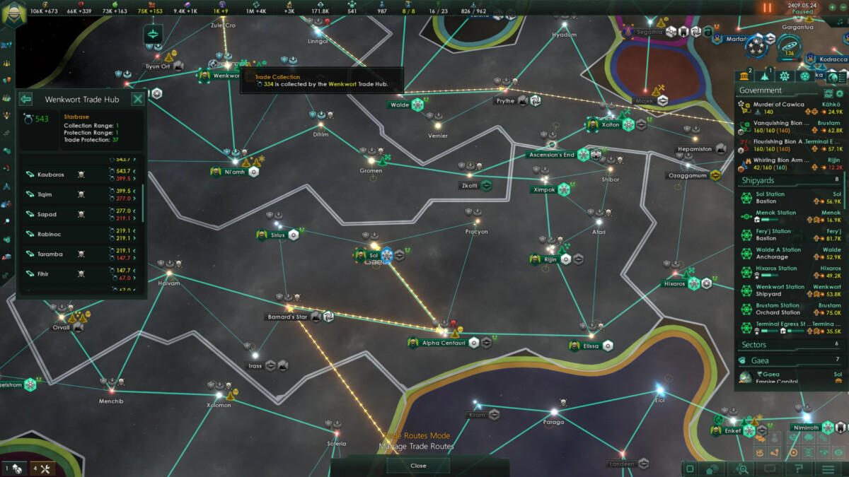Stellaris: Nomads — торговые пути