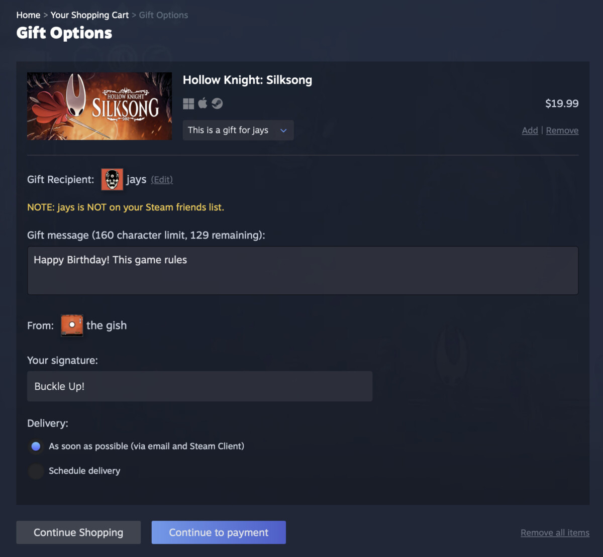 Valve расширили возможности покупки подарков
