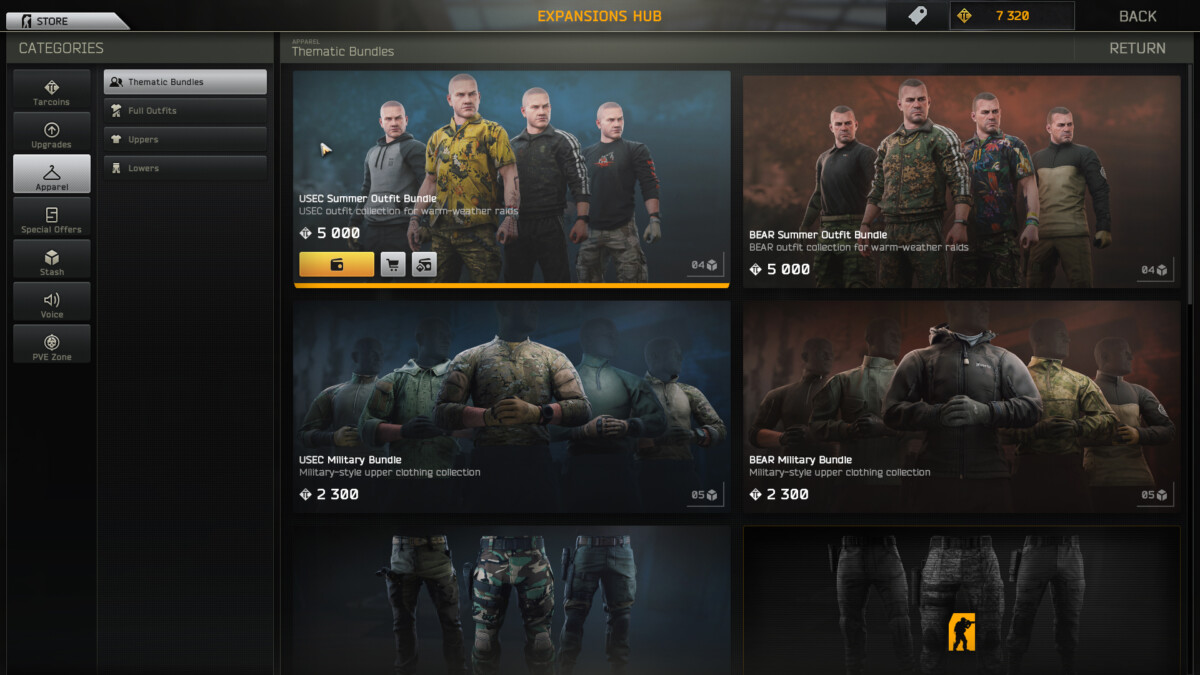 Escape from Tarkov — комплектные наборы в "Центре расширений"