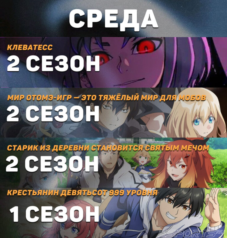 среда - расписание аниме на июль