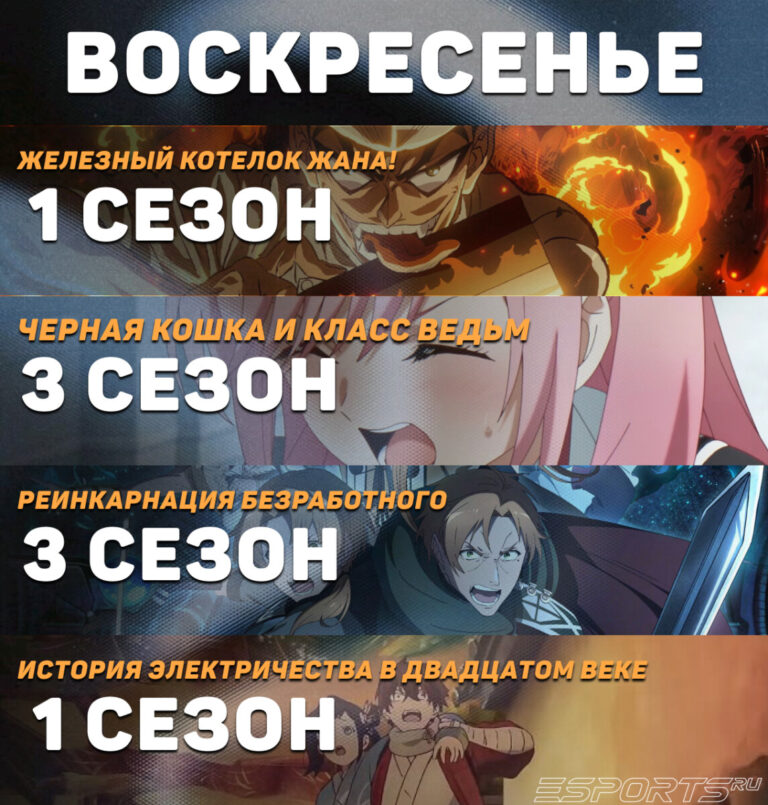 воскресенье - расписание аниме на август