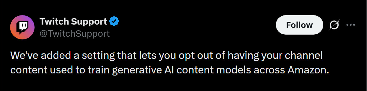 Twitch Support ai opt out X
