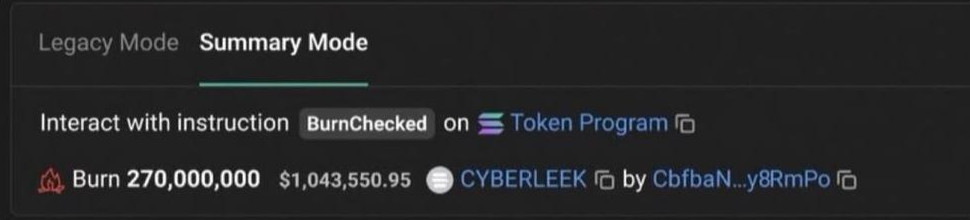 CyberLeek burn token