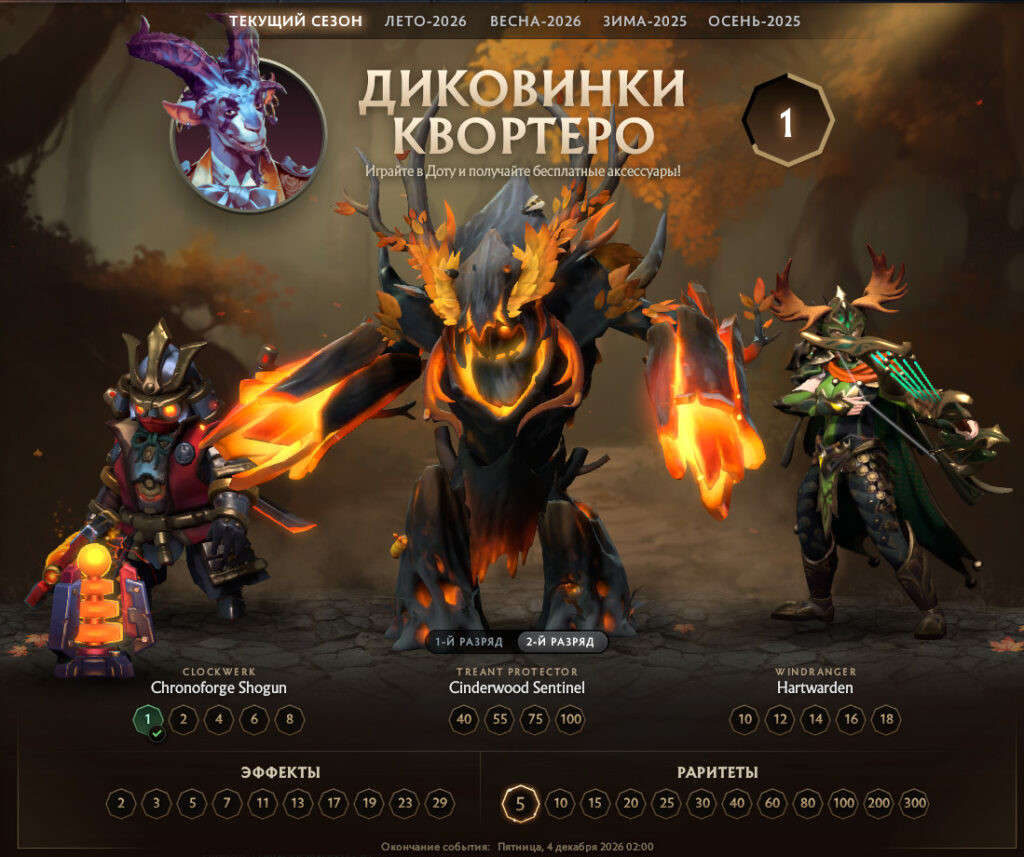 Новые сеты осенних Диковинок Квортеро получили Clockwerk, Treant Protector и Windranger. Источник фото: Dota 2.