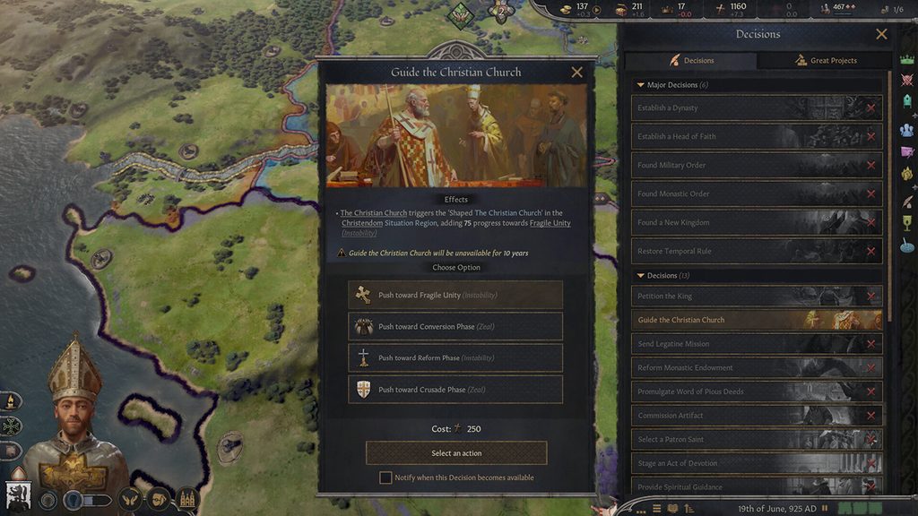 Crusader Kings III: By God Alone - решения Папы Римского