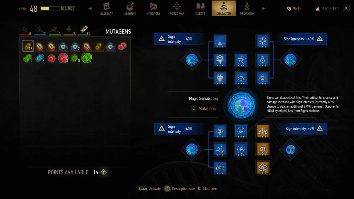 witcher 3 Magic Sensibilities