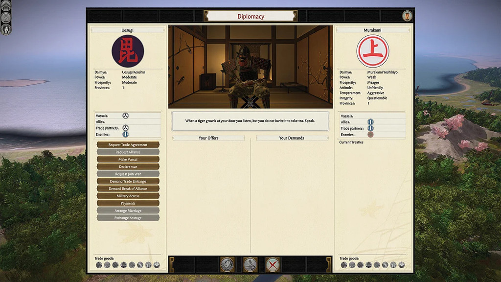 Total War: SHOGUN 2 - Complete Edition скриншот меню дипломатии
