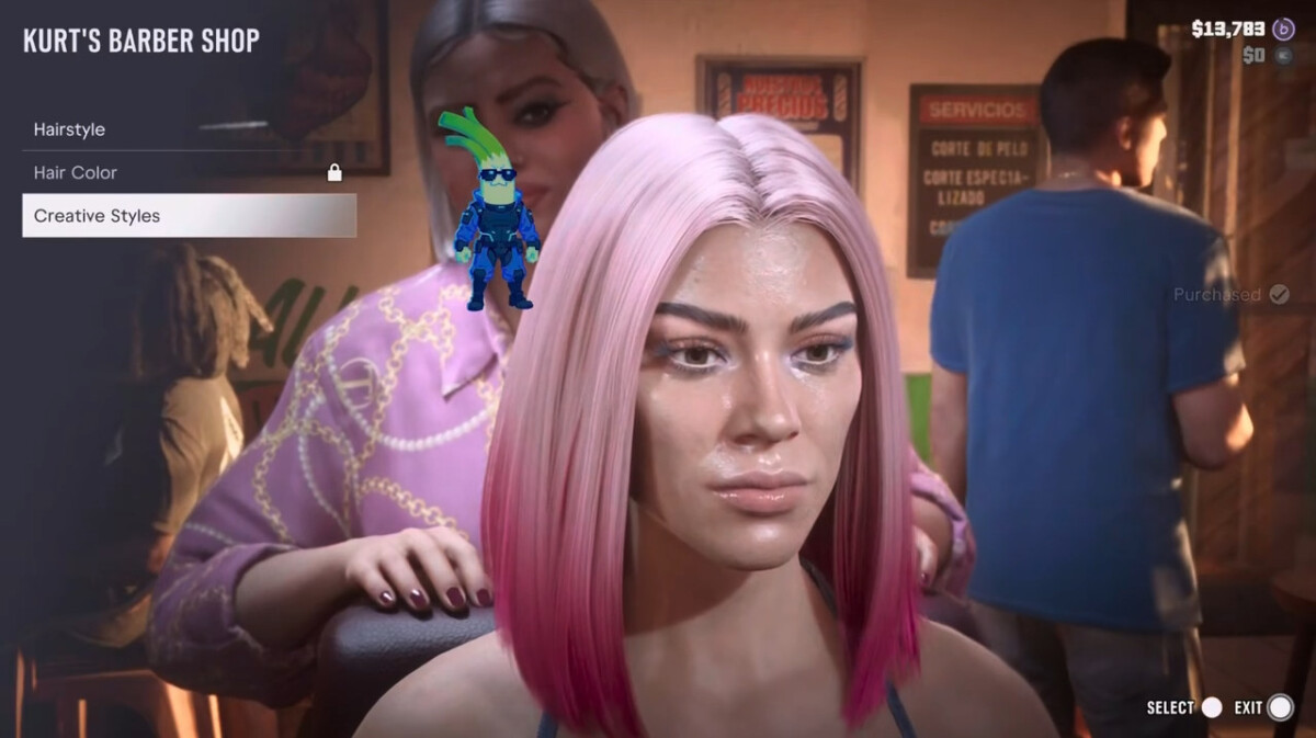 Слив GTA 6 от Cyberleek — вариант причёски Люсии с розовой укладкой