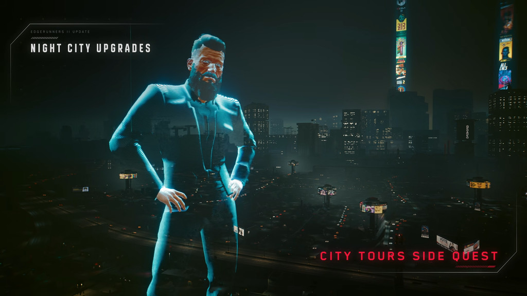 Cyberpunk 2077 патч 2.5 — голографический гид из нового квеста "Добро пожаловать в Рай"