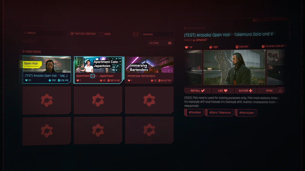Cyberpunk 2077 патч 2.5 — меню модов